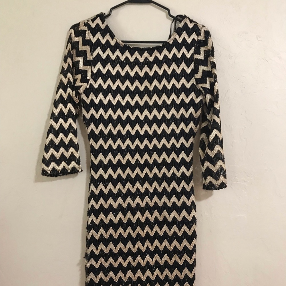 Gold and black chevron dress